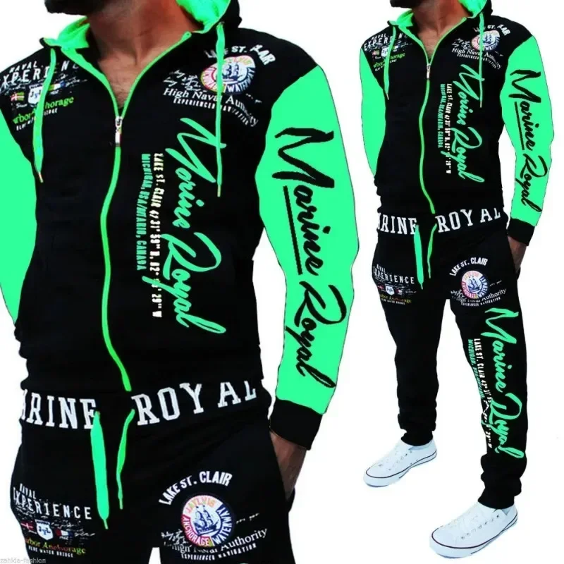 NEW Brand Men Tracksuit 2 Piece Tops and Pants Set Mens Sweatshirt Suits Letter Print Jogger for Men Fashion Men\'s Outfits NEW