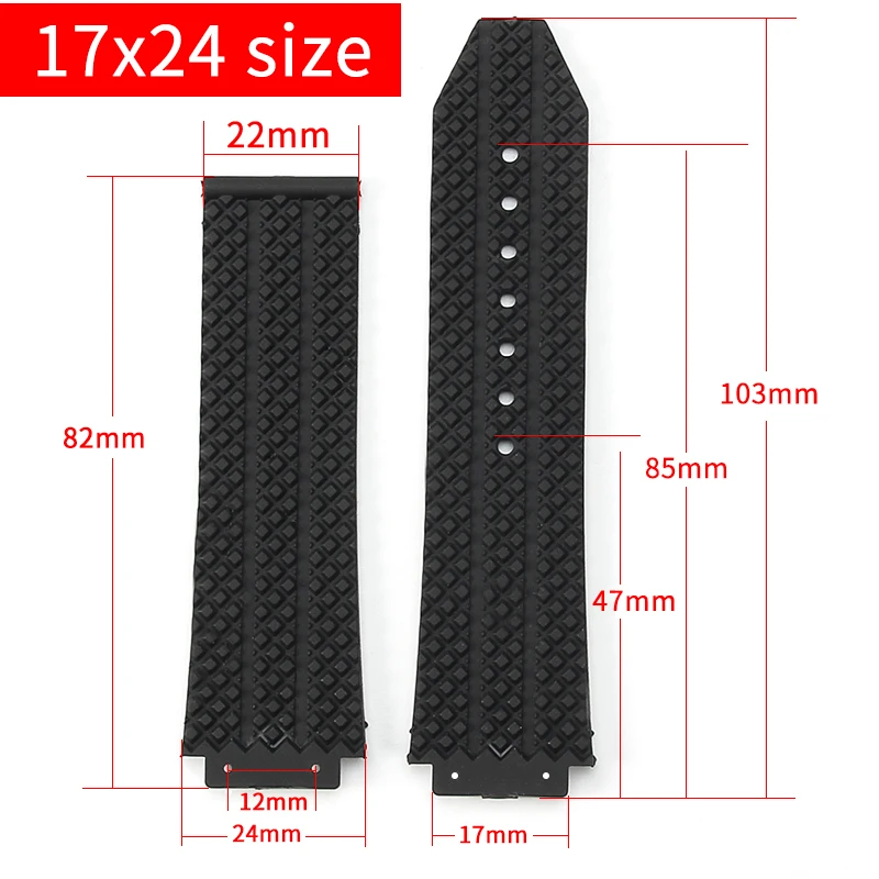 Correa de reloj con interfaz convexa especial para Hublot Yubo Big Bang 26x19mm 24x17mm correa de reloj a cuadros a rayas de silicona de alta calidad
