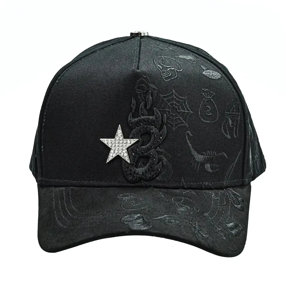 Fashionable Embroidered Dannyhat Diamond Baseball Cap Hip Hop Hat Trendy Cotton Unisex Youth Hat with Badge Autumn Winter