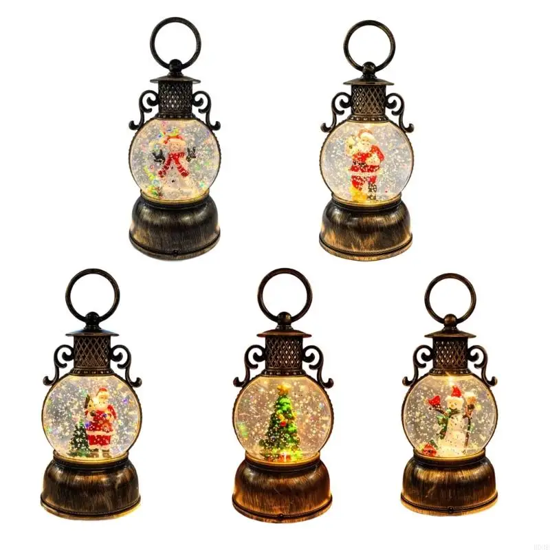 Lighted Christmas Water Lantern, Plastic and Resin Tabletop Decoration with Drifting Shimmering and Clear Chamber B03E