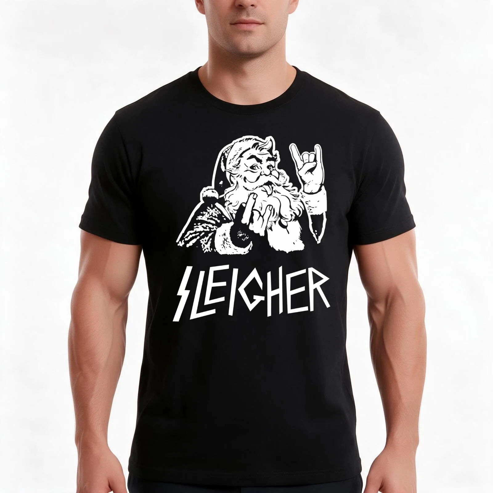 Hail Sleigher T-Shirt Summer Casual Cotton Tee Oversized Streetwear Tops Vintage Graphic Print Loose Fit Short Sleeve