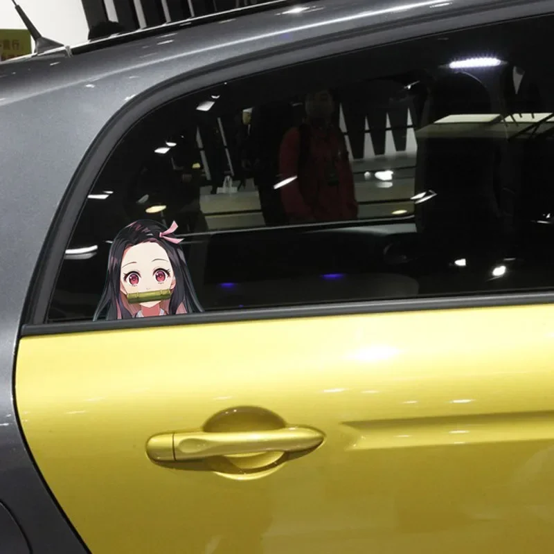 Adesivos refletivos para carro demon slayer, figura de anime, adesivo para janelas, acessórios de decoração automática, ornamentos, decoração de