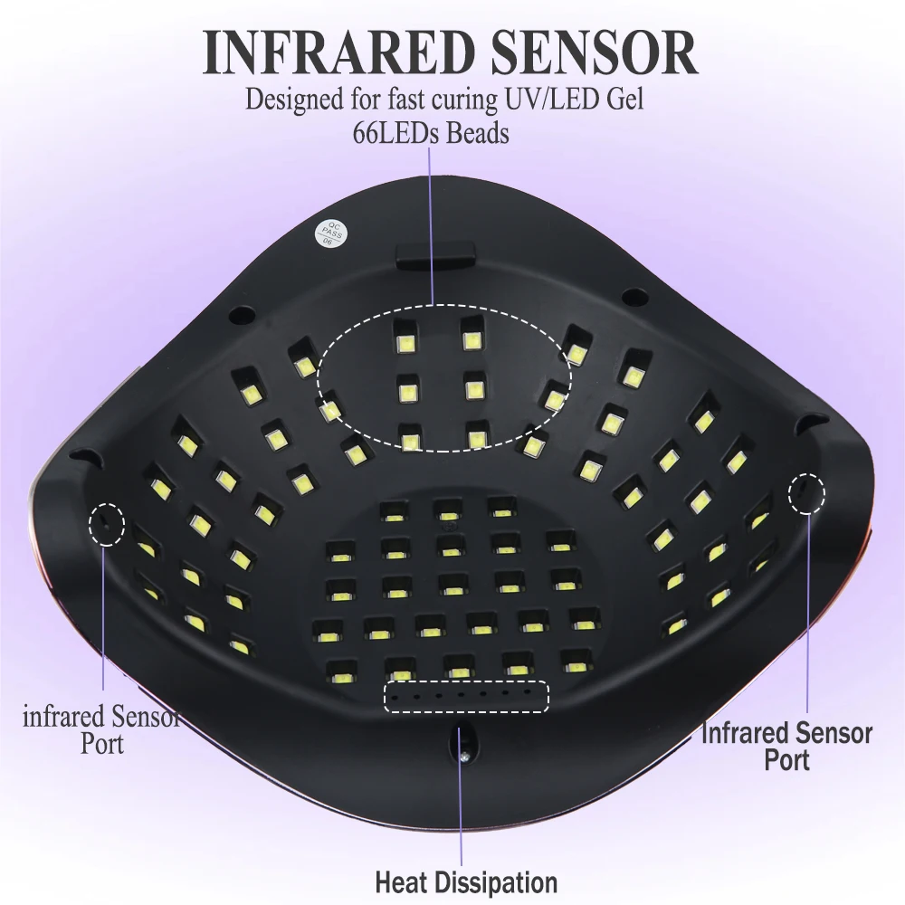 SUN BM-11 2-in-1 Nail LED/UV Nail Lamp Machine With 66 LEDs And Four Timers for Nail Polish Curing Manicure and Nail Art Salon