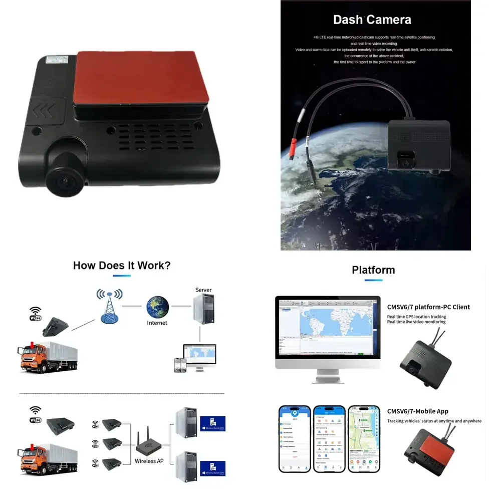 4G Dashcam 1080p Video Recorder With Real-Time Tracking 2 Channel Dashcams