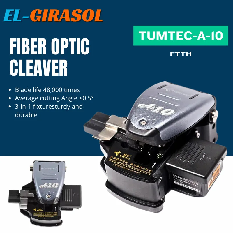 

Fiber Optic Cleaver TUMTEC-A-10 Hand Held High Precision Cleaver Optical Fiber Cable Cutting Knife Tools 16 Face Blade FTTH