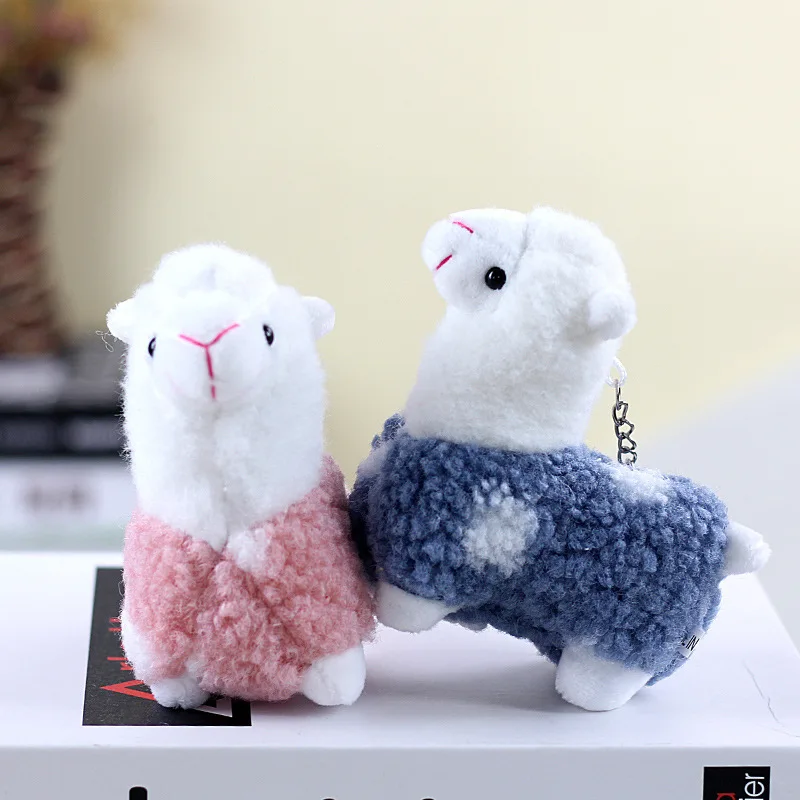 12cm Cute Alpaca Plush Toy Doll Pillow Animal Fill Toy Keychain Decorative Gift Girl Bed Children's Keychain Home Decoration