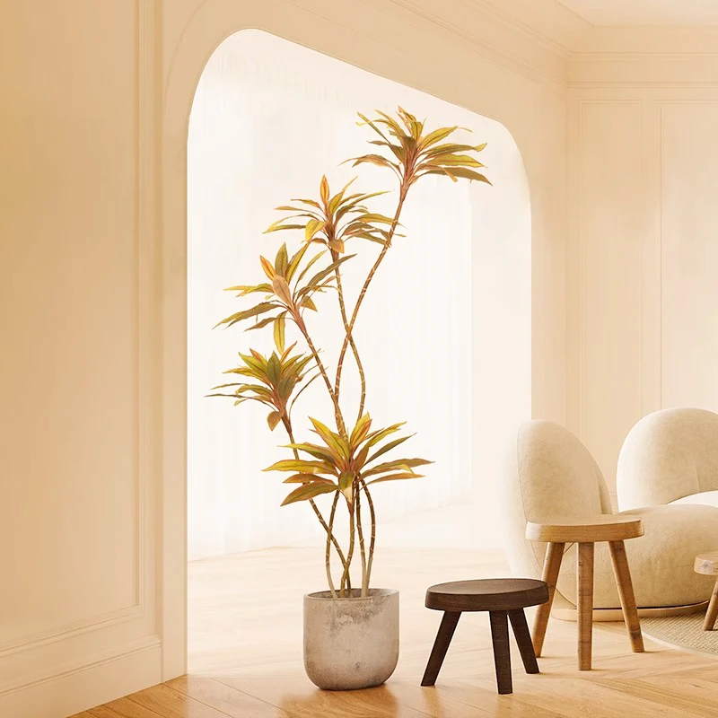 

Bionic plants Indoor living room Vermilion banana fake green plants Cream wind High-end light luxury Floor potted plants False t