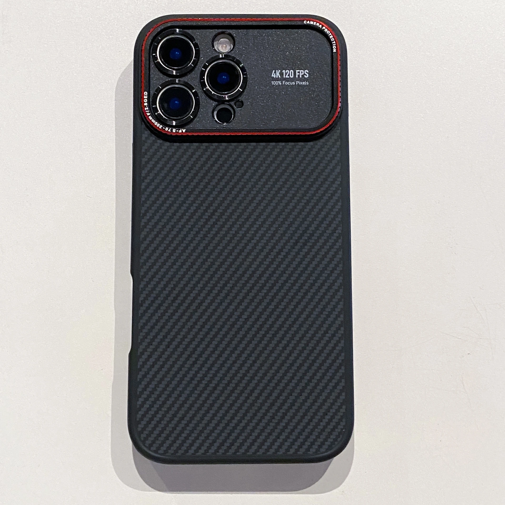 LJ الفاخرة ألياف الكربون محكم المغناطيسي جراب هاتف آيفون 14 15 16 17 برو ماكس نافذة كبيرة عدسة حماية غطاء مقاوم للصدمات