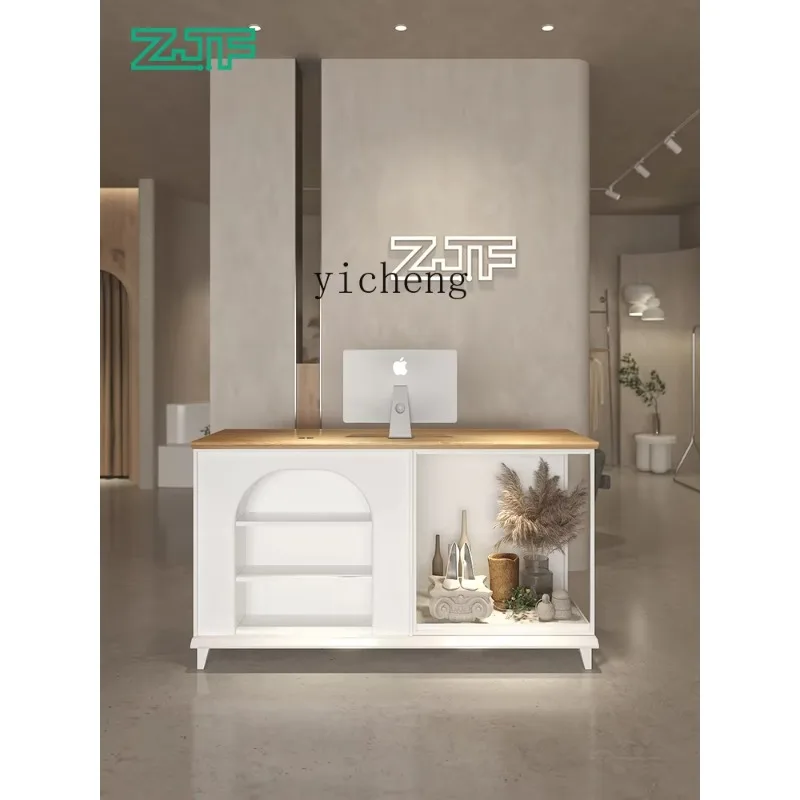 GZ-24 Checkout Page Display Counter Integrated White Paint Collection Table Reception Desk