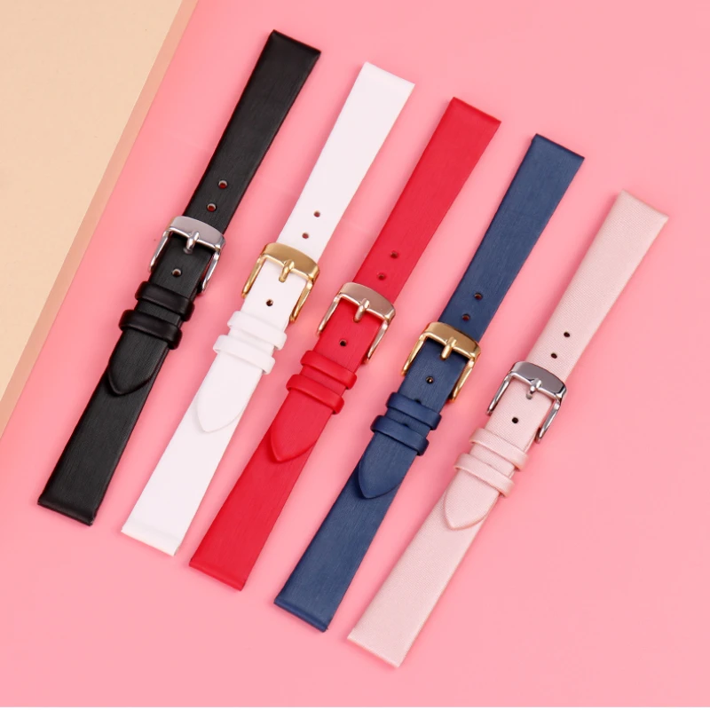 Brushed Satin Lady Watch Band 6 8 10mm 12mm 14mm 16mm 18mm 20mm Dark blue red white ultra-thin Watch Strap Brand Women Watchband