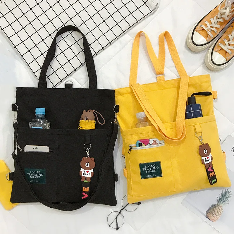 Fashion Canvas Women's Handbags Shoulder Bags ,Large Capacity Simple Folding Shopping Tote Bag ,Student Casual Book Bags for Gir