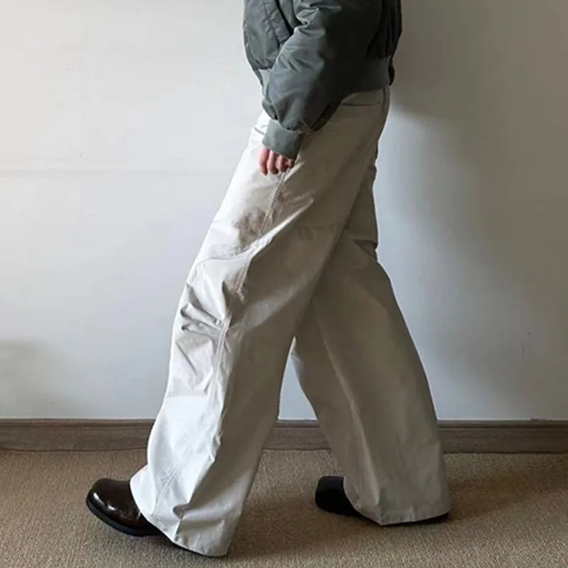 OR FL Thin Both Knees Fold American Women Cargo Trousers Retro Streetwear Brand Arc-shaped Cutting Wide Leg Paratrooper Pants