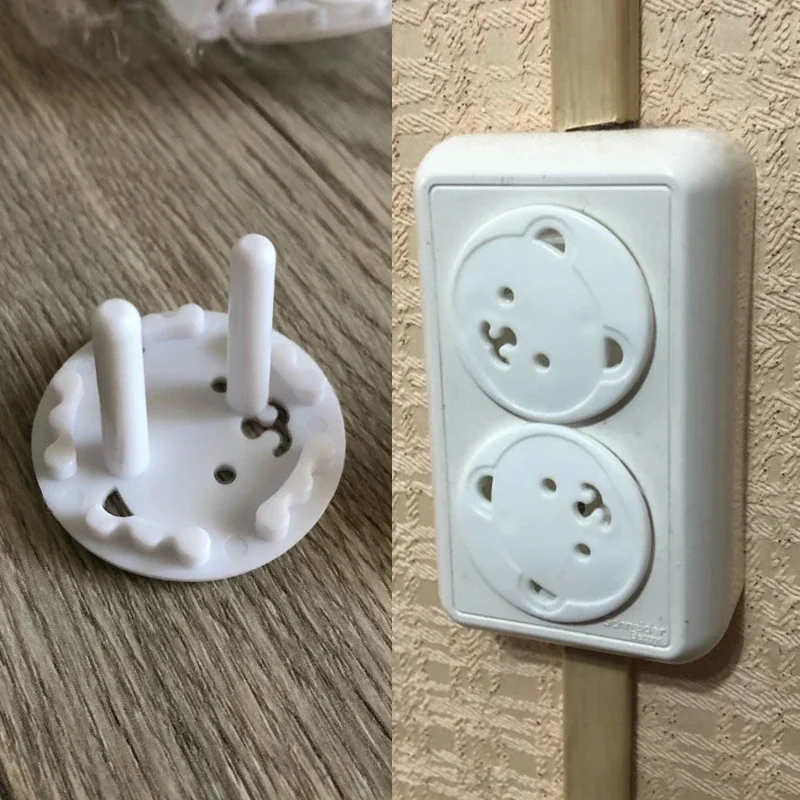 5/10PCS Cartoon Bear Outlet Covers EU Socket Outlet Plug Covers Baby Safety Protection Anti Electric Shock Plugs Protector Cover