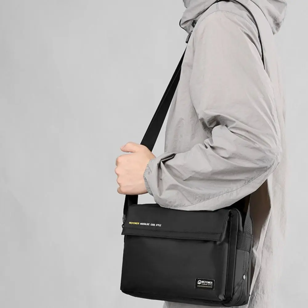 

Single Shoulder Men's Shoulder Bag Fabric Multi-Pockets Man Messenger Bag Square Large Capacity Nylon Crossbody Bag Travel