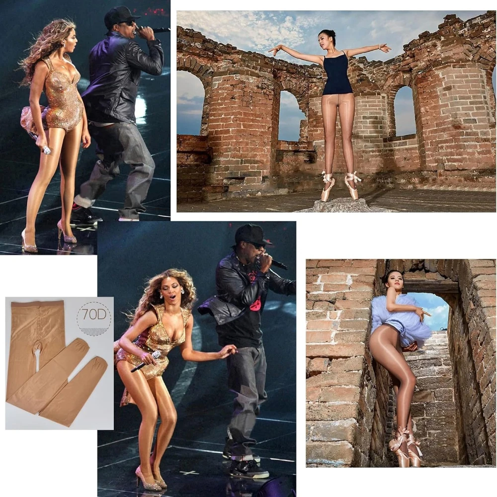 Women's Sheer Reflective Shiny Silk Pantyhose 70D Flash Oil Bright Shaping Dance Stockings Tights