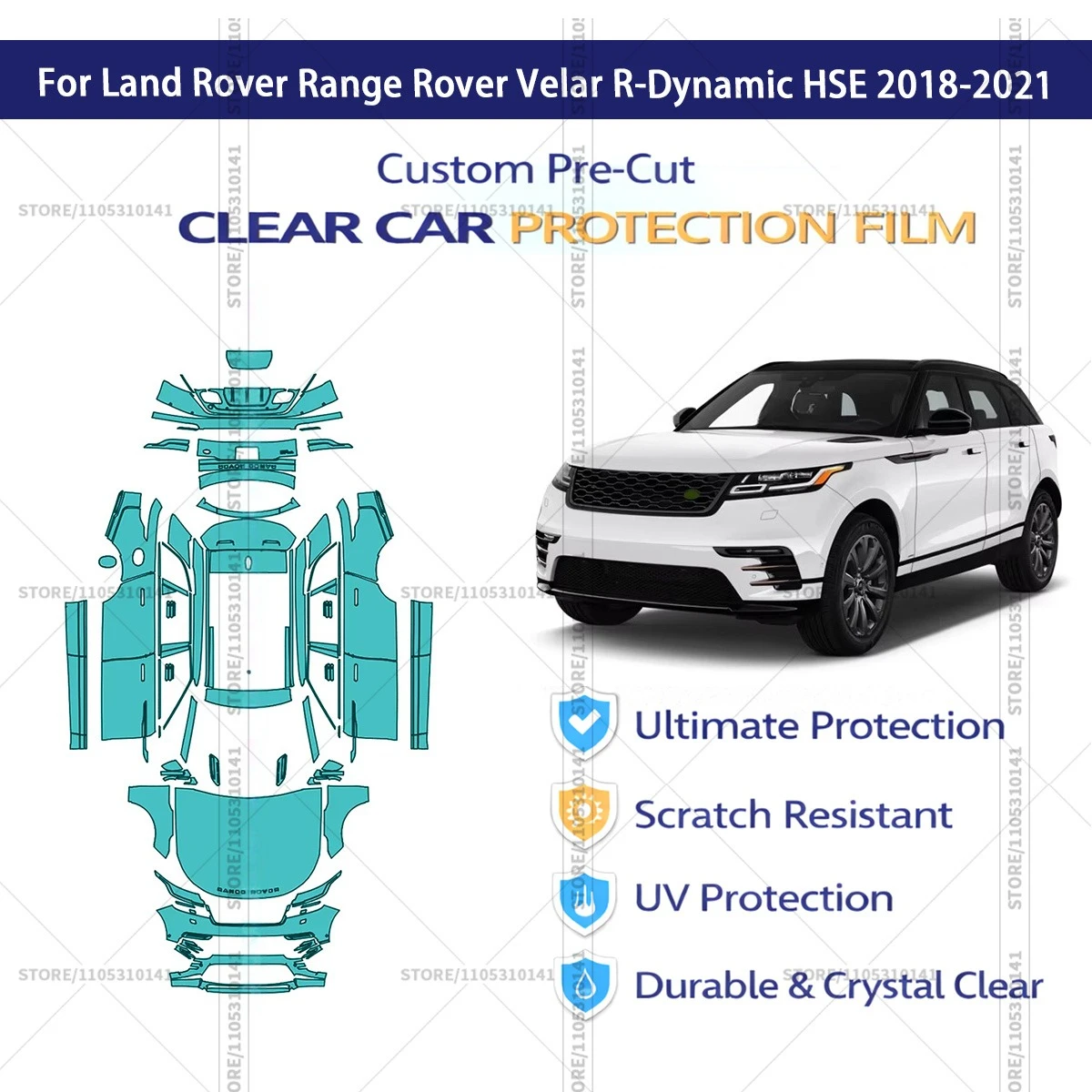Pre-Cut Paint Protection Film PPF Transparent Car Film  Automotive PPF For Land Rover Range Rover Velar R-Dynamic HSE 2018-2021