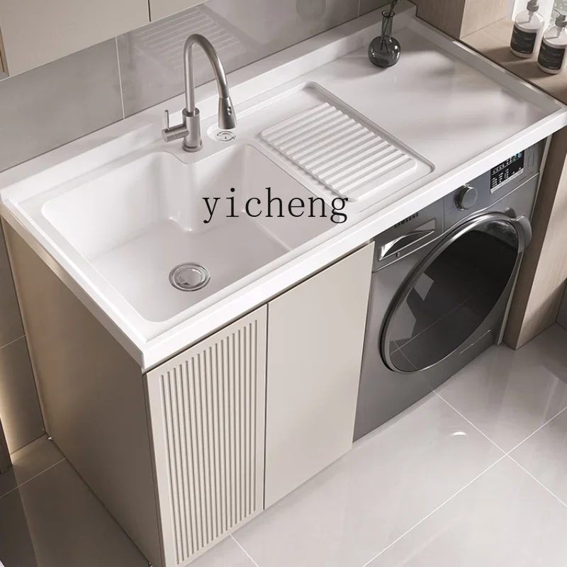 

ZF Stainless Steel Honeycomb Aluminum Balcony Washing Machine All-in-One Cabinet Combination Laundry Tub Pool Table