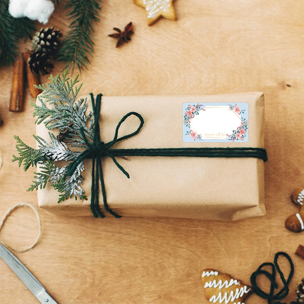 500 قطعة/لفة مستطيل الزهور ملصقات تسمية الاسم 3x5 سنتيمتر فارغة للكتابة العلامات هدية صندوق الذاتي لاصق ختم ملصقات الزخرفية