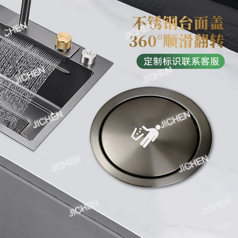 

Встраиваемая крышка для столешницы JC, откидная крышка, поворотная крышка, мусорное ведро для кухонной мойки, нержавеющая сталь