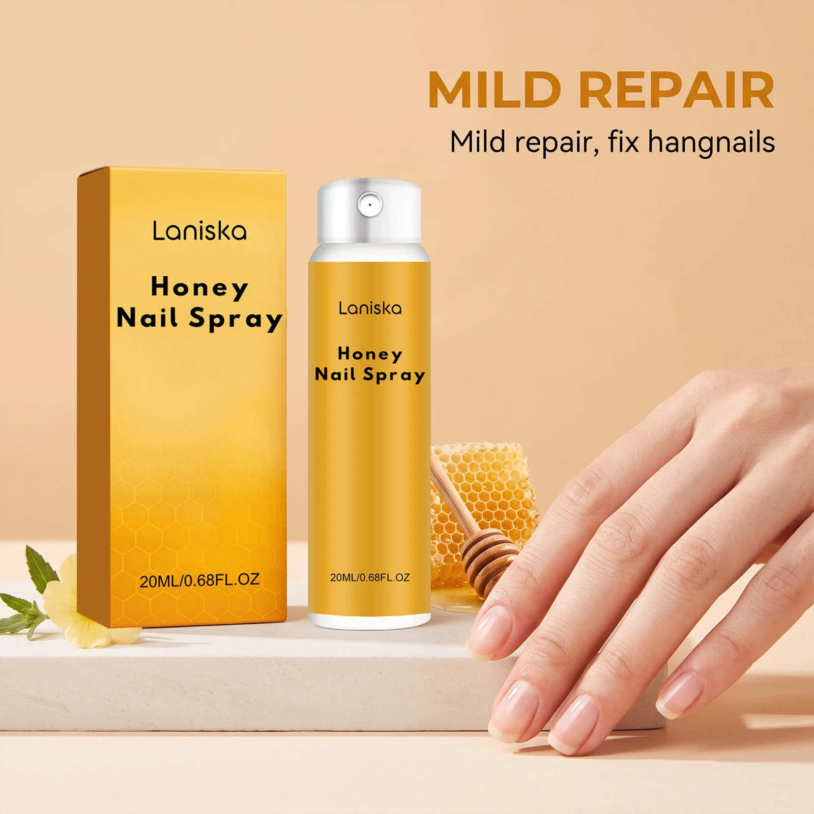 Honey Nail Spray Nourishing Cuticle Care with Honey Extract Panthenol for Brittle Nails Dry Skin Fast Absorbing Manicure