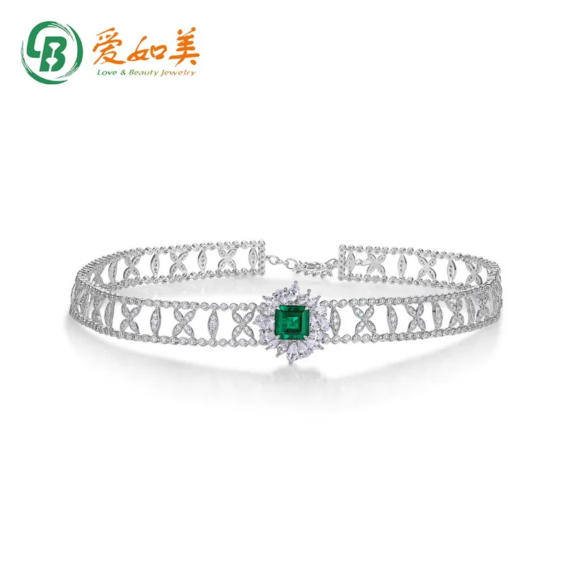 

Design and Cultivate Emerald Zambian Necklace 18K Gold PT950 Platinum Silver Plated 7-layer Gold Cultivation Color Treasure