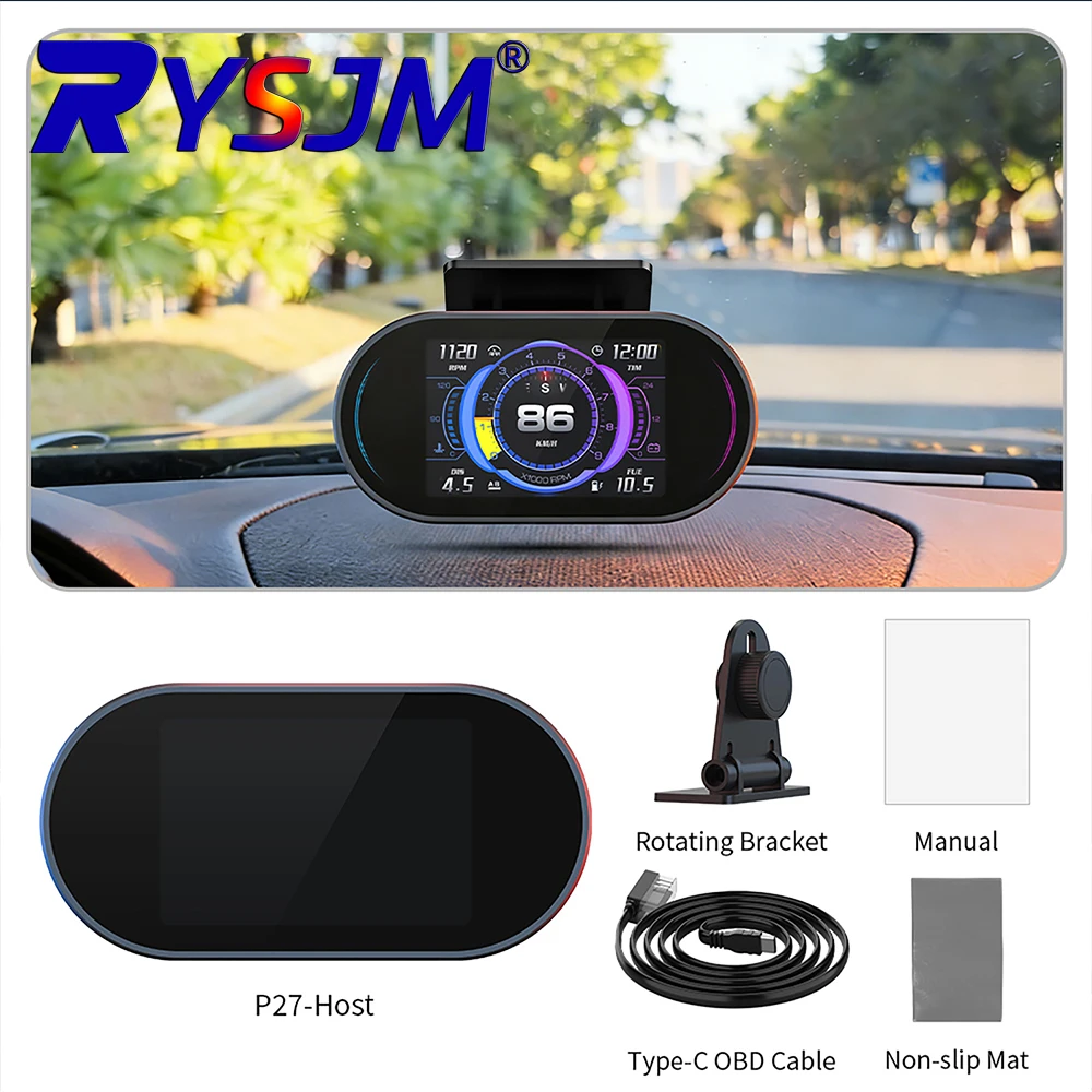 

P27 OBD Проекционный дисплей (HUD) спидометр расходомер топлива бортовой компьютер измеритель температуры воды