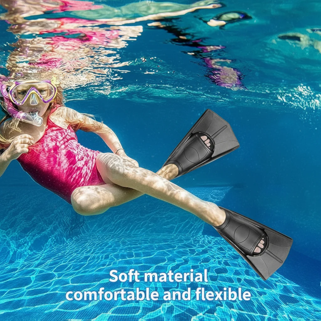 Silikon Flossen Schwimmen Training Schnorchel Kurze Tauchen Flossen Frosch Schuhe Männer Frauen Professionelle Brustschlag Freeschnorchel Schwimmen – Detail 5