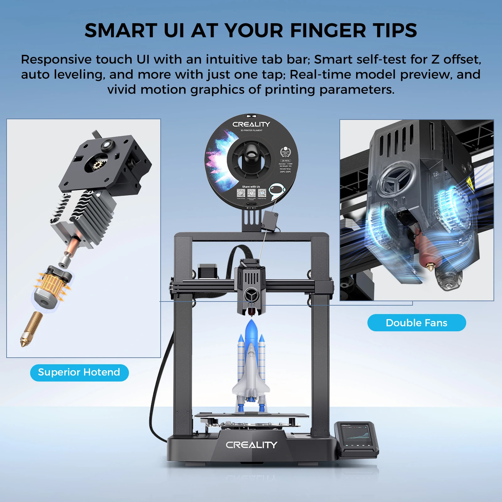 Creality Ender-3V3 ke impressora 3d 500 mm/s max impressão x-axis trilho linear cr toque nivelamento automático atualizado sprite extrusora direta