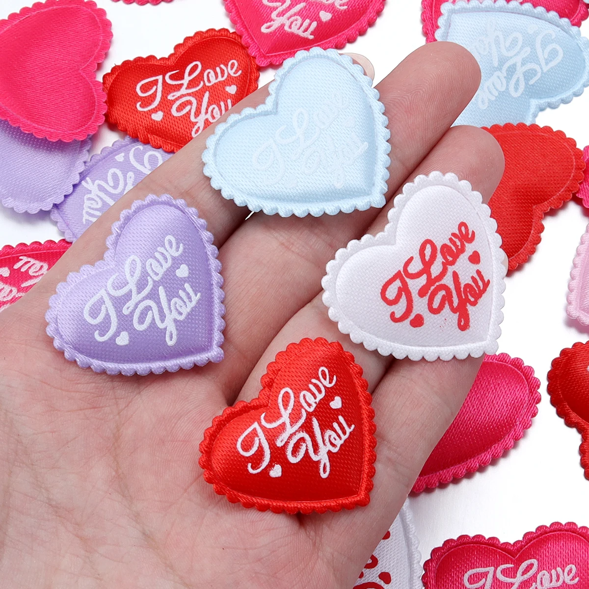 50pcs/pack Sponge Heart Patch Color 3D Fabric Petal Patches for DIY Clothes Sewing Supplies Wedding Party Decoration Accessories