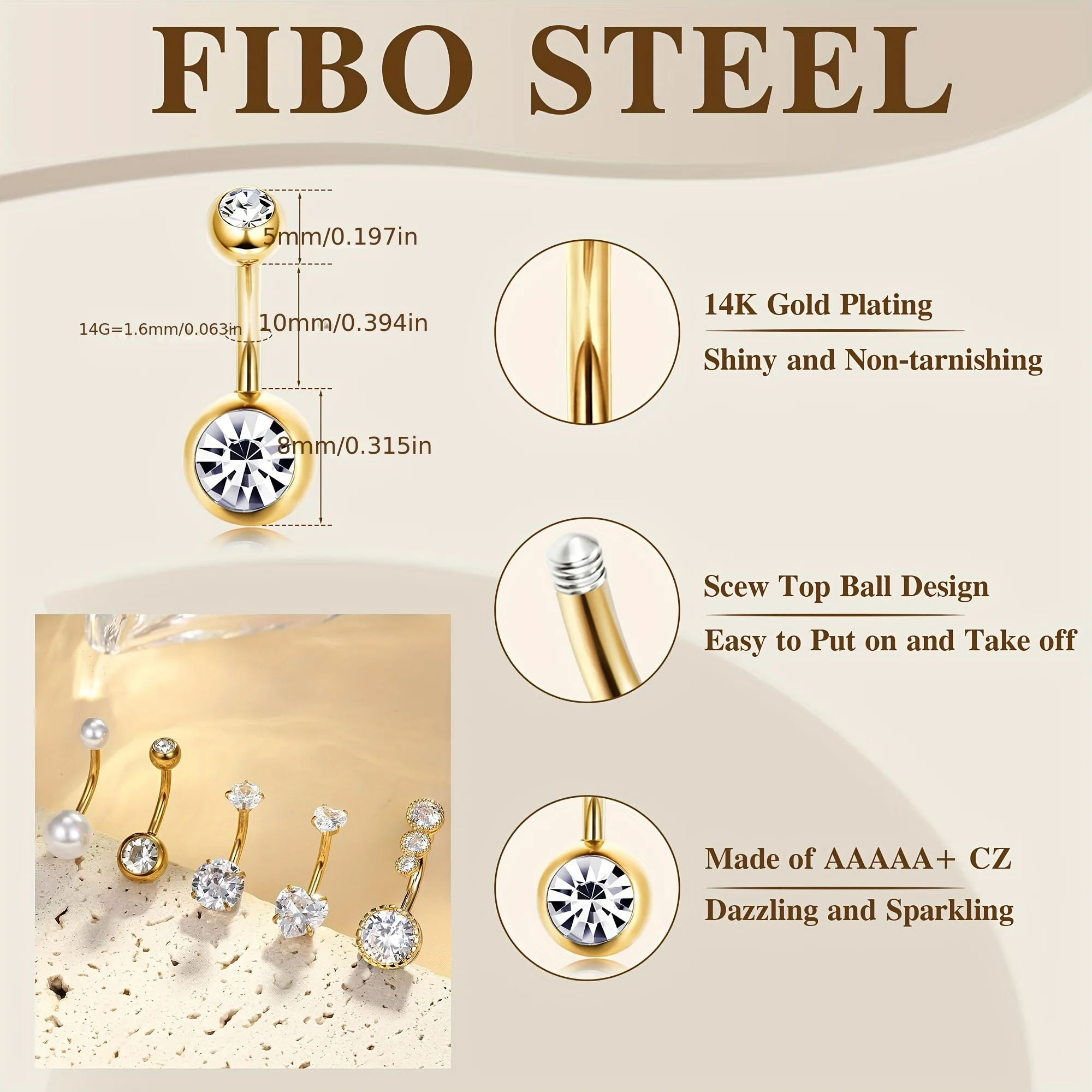 Elegant 14G สแตนเลสสตีลแหวนชุด - Body Jewelry Changing Kit บทวิจารณ์และราคา