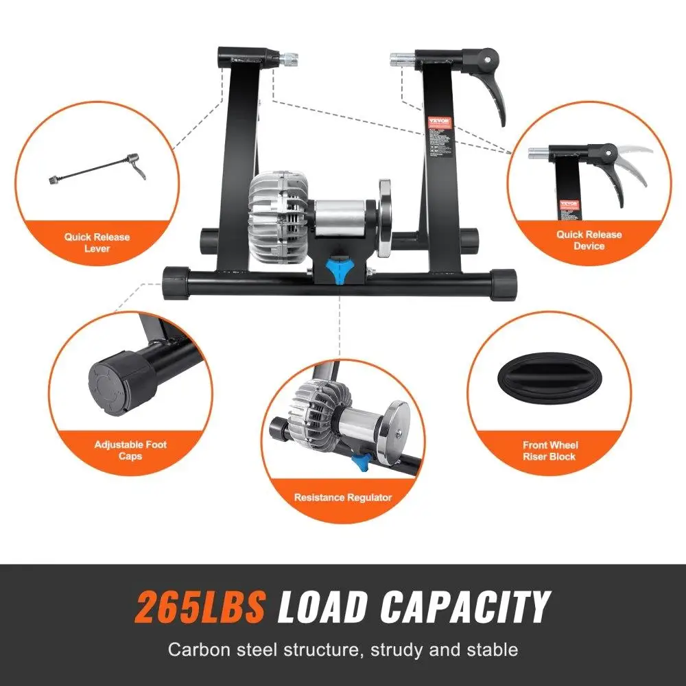 Portable Noise-Reducing Fluid Bike Trainer Stand for 26 -29 Inch Wheels - Quick-Release Lever & Front Wheel Riser