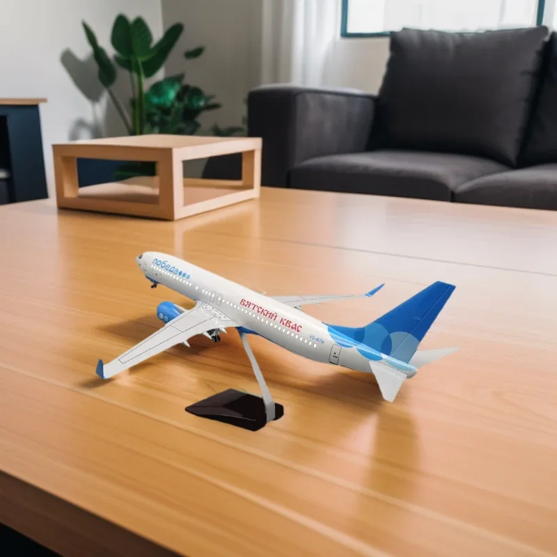 

Airplane B737-800 47CM Aircraft Russia Victory Airlines Resin Plane Model Toy W Light and Wheel Landing Gears Collection