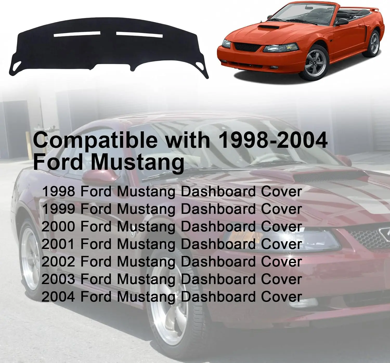 

Dashboard Cover Mat Custom fit for Ford Mustang 1998 1999 2000 2001 2002 2003 2004 Flannel Dash Cover Mat Mustang Accessories Pa