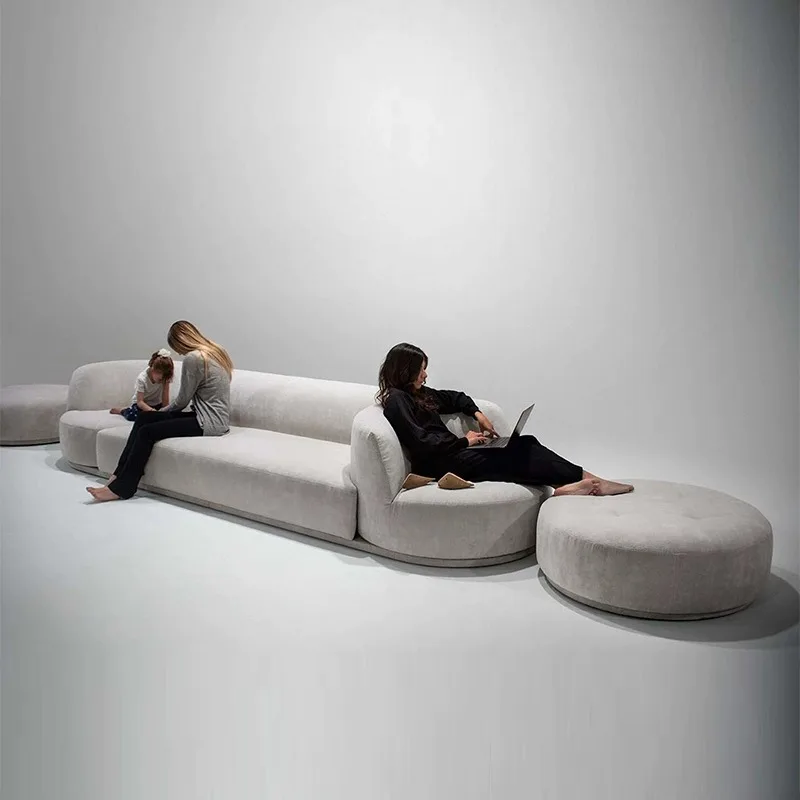 Sofa living room Italian cream wind straight row combination designer high-end fabric sofa 2