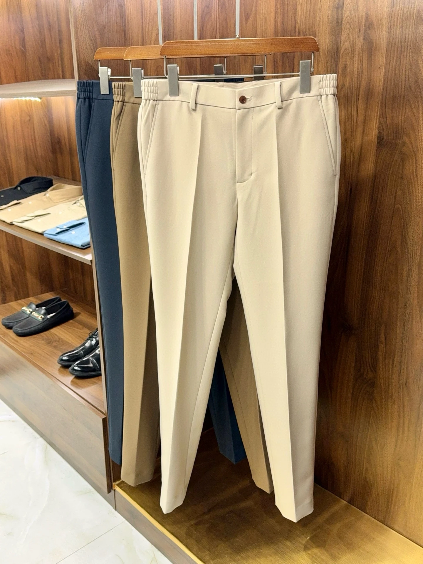 Итальянские мужские повседневные брюки с эластичной резинкой на талии LP из 50% шерсти