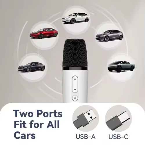 T1-테슬라 Car Karaoke Microphone, 테슬라 Rechargeable Caraoke Mic with USB-A & USB-C Receiver, Plug to Use，No Need Pair - Image 2