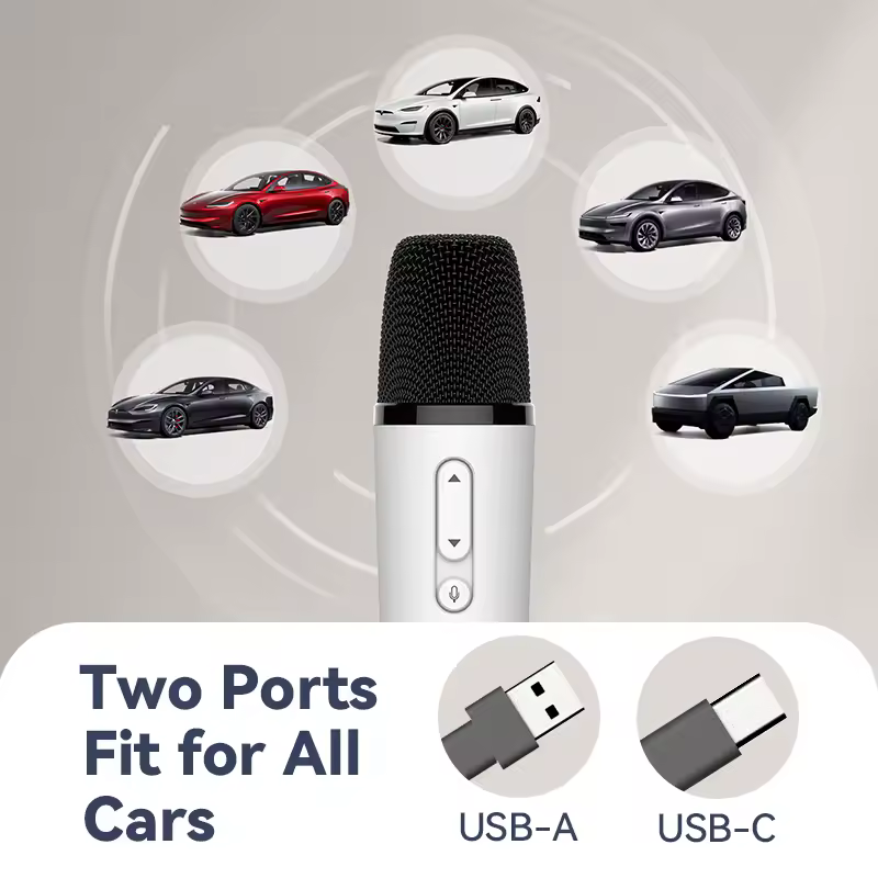 T1-테슬라 Car Karaoke Microphone, 테슬라 Rechargeable Caraoke Mic with USB-A & USB-C Receiver, Plug to Use，No Need Pair - Image 2