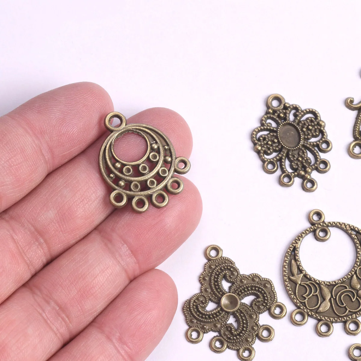 10pcs Antique Bronze Metal Chandelier Pendants Connectors Bails For DIY Dangle Earring Jewelry Making Findings