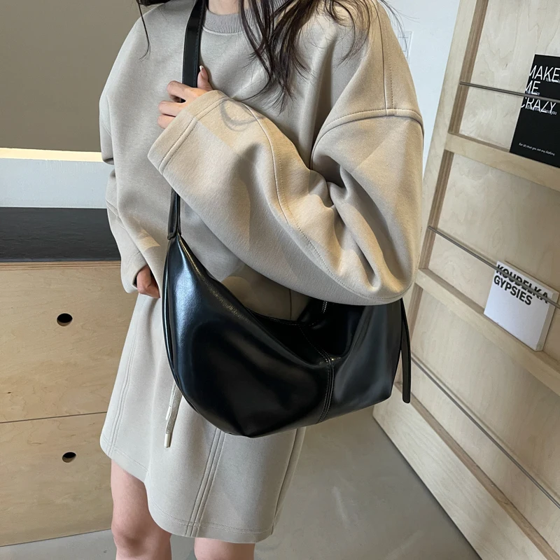 LEFTSIDE Big PU Leather Shoulder Bags For Women 2024 Y2K Korean Fashion Trend Female Hobo Bag Lady Handbags Crossbody Bags