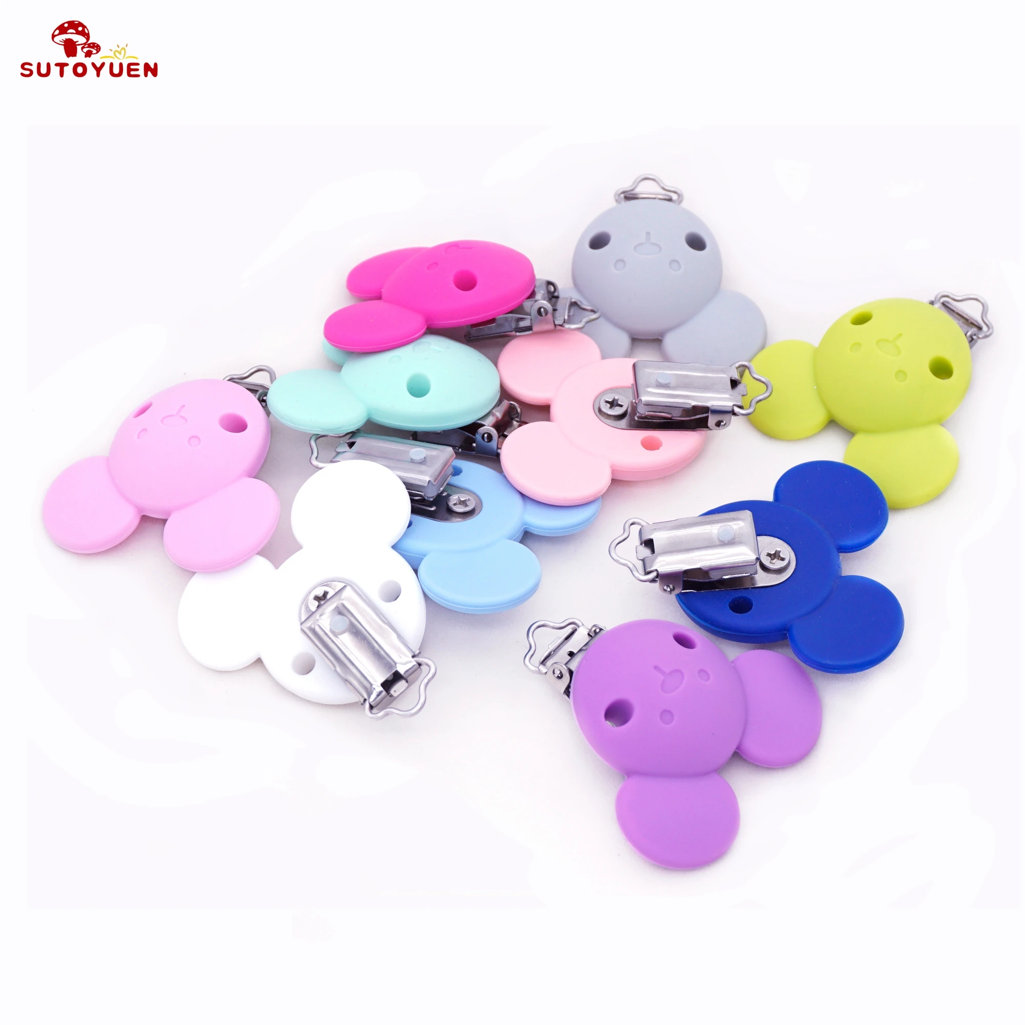 

Sutoyuen, 20 шт., зажим для соски, мультяшные животные, Микки, не содержащие бисфенола А, силиконовые прорезыватели, сделай сам, пустышка для кормления, зажимы для чулок, держатель