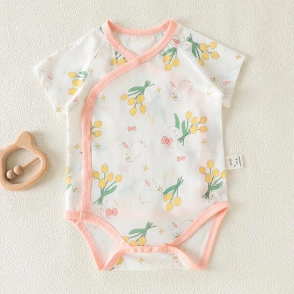 

Baby Girl Bodysuit Short Sleeve Floral Cute Pattern Thin Type Newborn Romper Baby Boy Summer Clothes