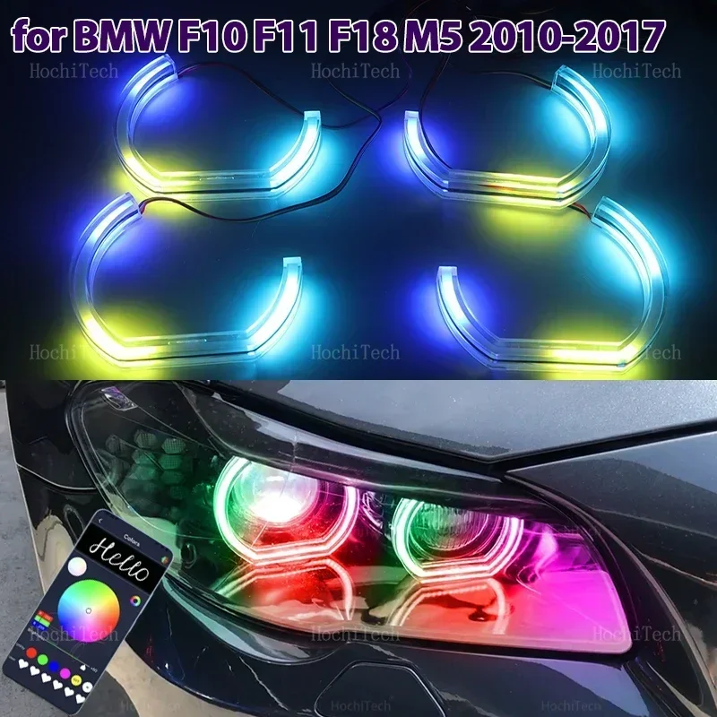 

DTM style LED Angel Eyes Kit Ring flashing APP control Headlight Lamps with turn signal for BMW 5 series F10 F11 F18 2010-2017