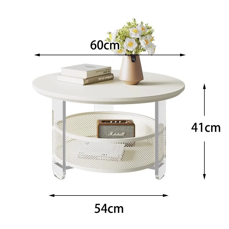 Mesa de centro medieval original para apartamento pequeño francés, acrílico simple, de lujo, color crema, para sala de estar