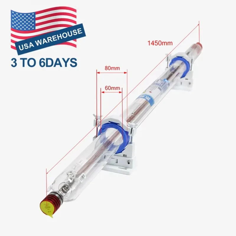 USA Warehouse Products Parti di apparecchiature per tubi di CO2 in vetro da 100 W per parti di attrezzature per taglio e incisione