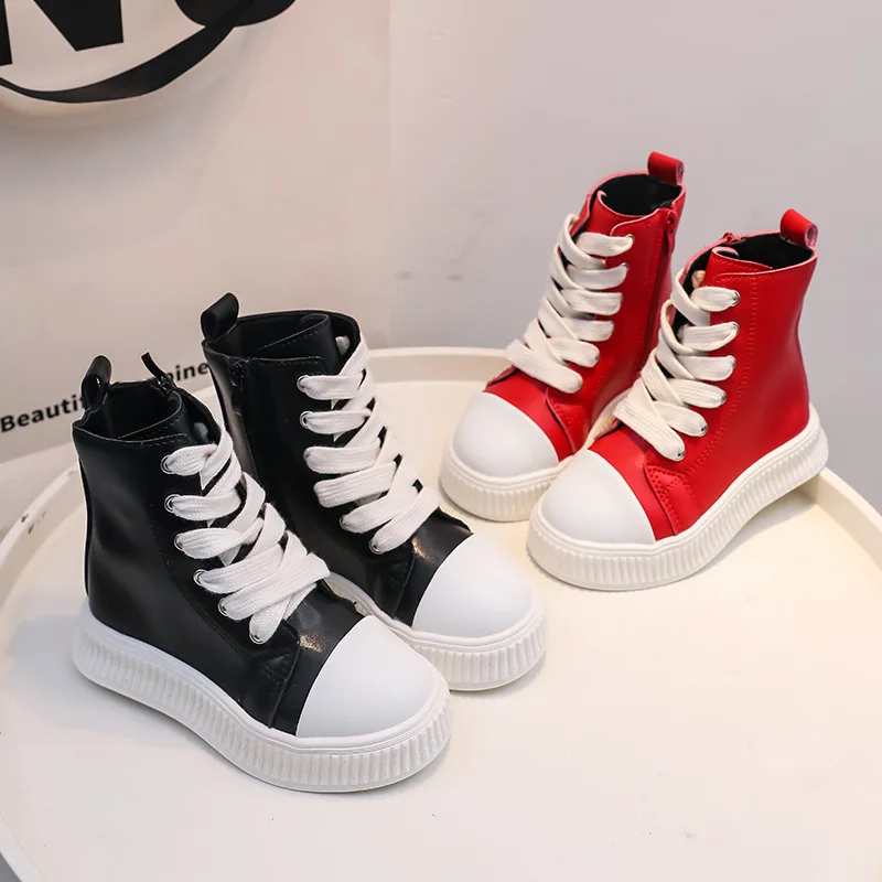 

Модная универсальная обувь для девочек, зимние новые стильные детские ботинки, повседневная нескользящая обувь для мальчиков, удобные кожаные ботинки для девочек на мягкой подошве