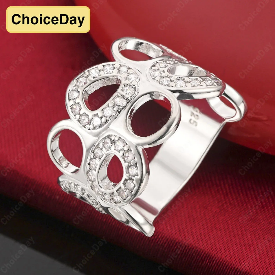 

Элегантное кольцо ChoiceDay из стерлингового серебра 925 пробы 7-10, изысканное круглое кольцо с полым цирконом, женские аксессуары для вечеринок, ювелирные изделия