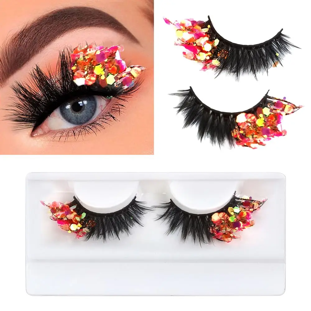 3D Glitter Sequin False Lashes Fluffy Drag Makeup DIY Lashes Decorative Glitter Eyelashes Different Style Fake Eyelashes