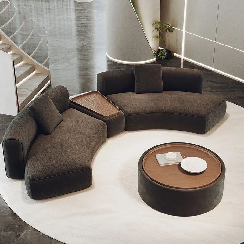 Semi-Circular Custom-Shaped Sofa Lounge Area Reception Black Beauty Salon Office Hotel Lobby Business Waiting
