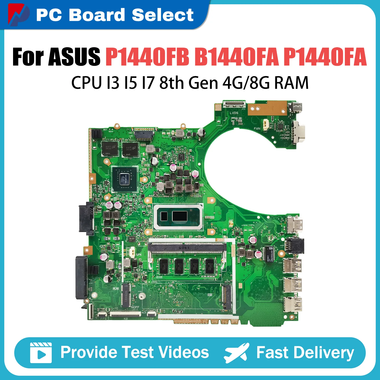 

P1440F Notebook Mainboard For ASUS PRO P1440FB B1440FA P1440FA Laptop Motherboard CPU I3 I5 I7 8th Gen 4G 8G RAM 920MX DDR4