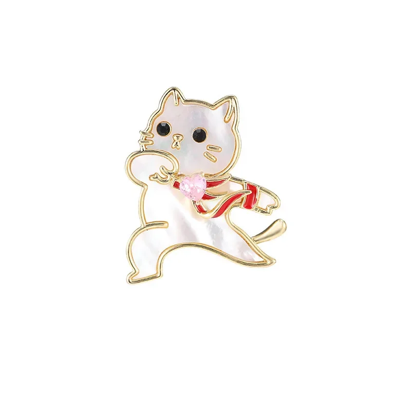 Новая брошь в виде котенка из натуральной ракушки, милый женский мультфильм, ниша, легкая роскошь и индивидуальное пальто, костюм и аксессуар.